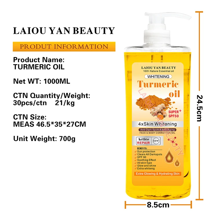 High Quality Super Whitening Turmeric Oil Face and Body Moisturizer Nourishing Lighten Spots Massage Turmeric Essential Oil