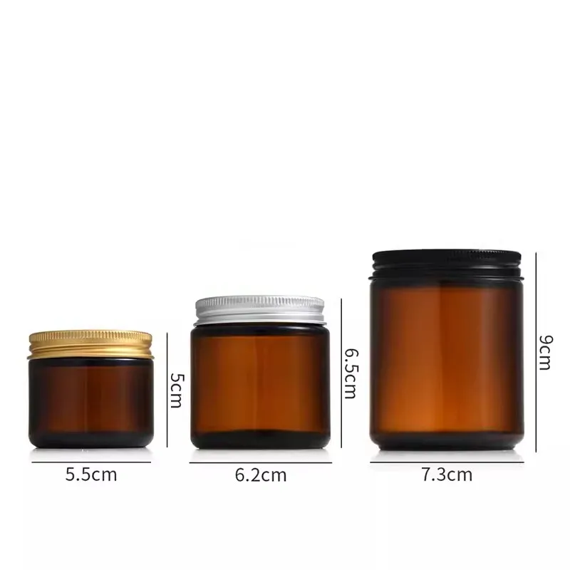 Wholesale Luxury Empty 8oz 500ml 100ml 250ml Storage Clear Amber Jar Glass Candle Jar Manufacturer for Candle With Metal Lid