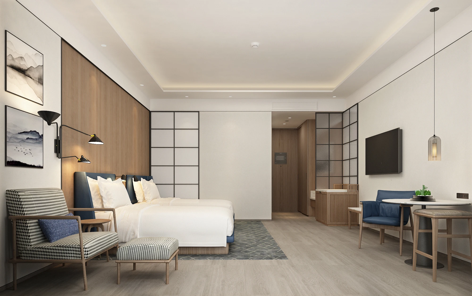 
Modern Custom Sheraton Bedroom Design 5 Star Hotel Furniture 