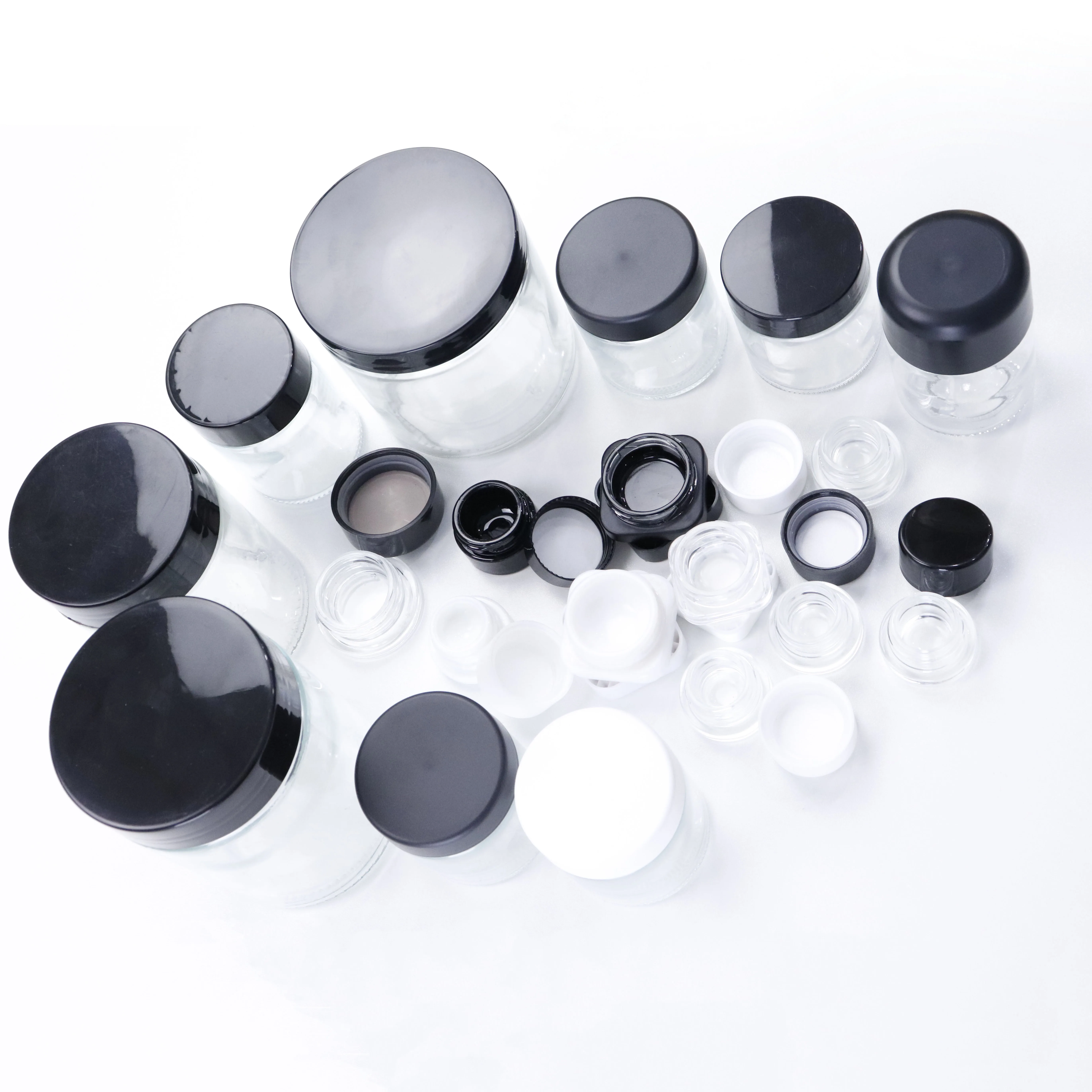 Custom Thick Bottom Low Profile 3ml 7ml 9ml Glass Concentrate Jars 3ml 5ml small container for CBD wax oil medical oils