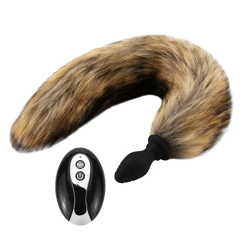 Remote Control Anal Plug Vibrator Silicon Fox Tail Anal Plug Adult Sex Toy Simulation for Women