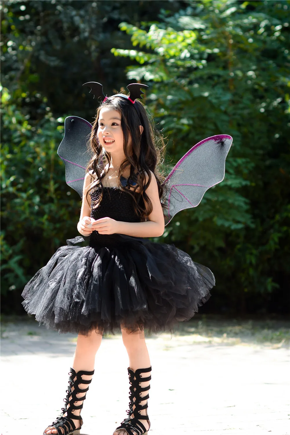Kids Girl Halloween Dress Little Black Vampire Cosplay Children Kids Party Fashion Clothes Tutu Dresses For Girls
