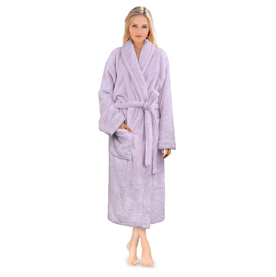 Premium Womens Plush Soft Robe Fluffy, Warm, Fleece Sherpa Shaggy Bathrobe