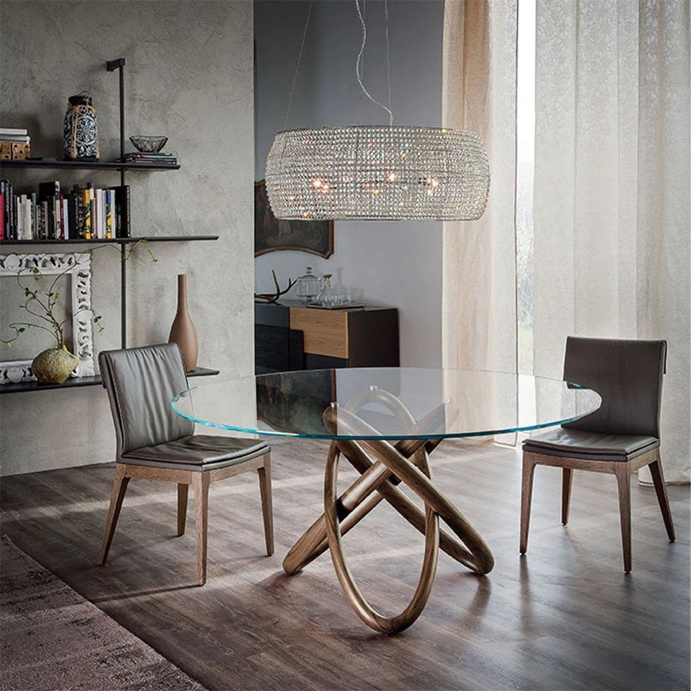 Popular Factory Home Furniture Top Dining Room Table Modern Design Luxury Dining Table with Tempered Glass Beauty Type