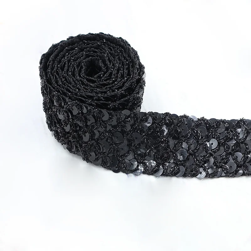 35mm black sewing braided fabric lace for dress metallic tatting trimming diy stage dancewear beaded sequined webbing lace trim