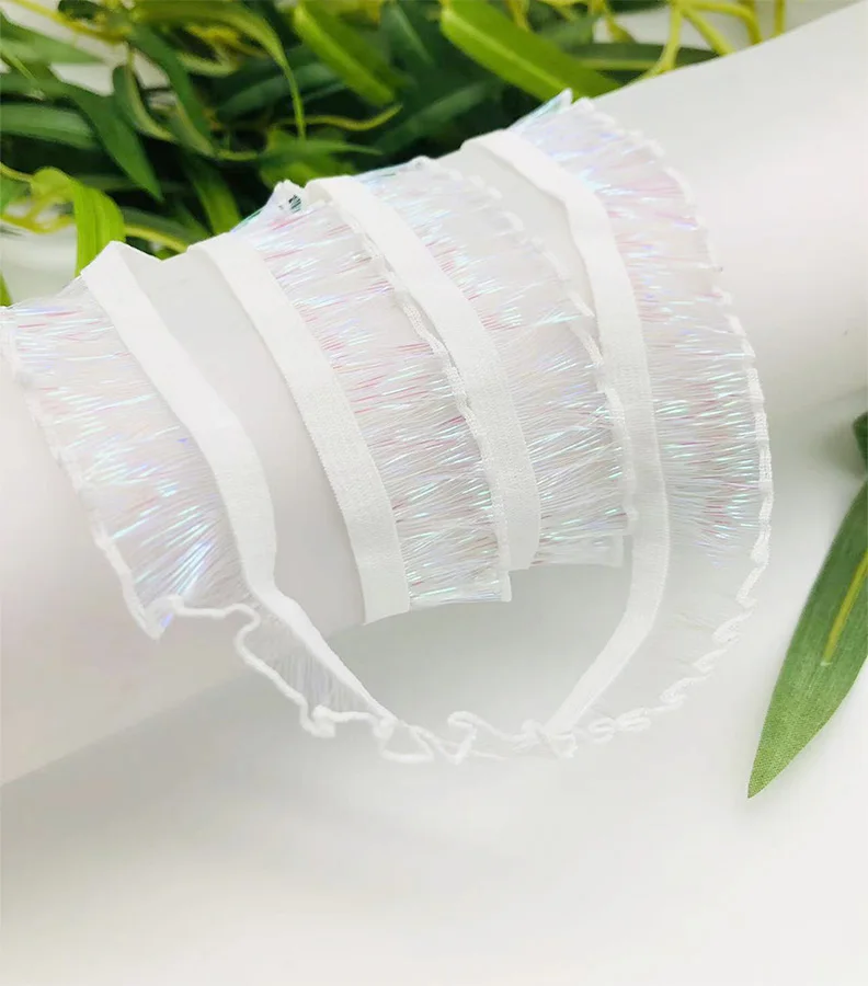 hengda factory hot sale Clothing Sewing Accessories Transparent Lace  ruffle fabric  ruffled lace   ruffle trim