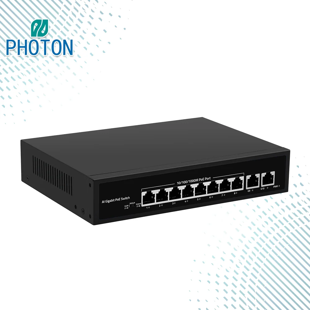 8 Port Gigabit Poe Port and 2*Gigabit Uplink Ethernet Port  Poe Switch for Ip Camera  Poe Switch
