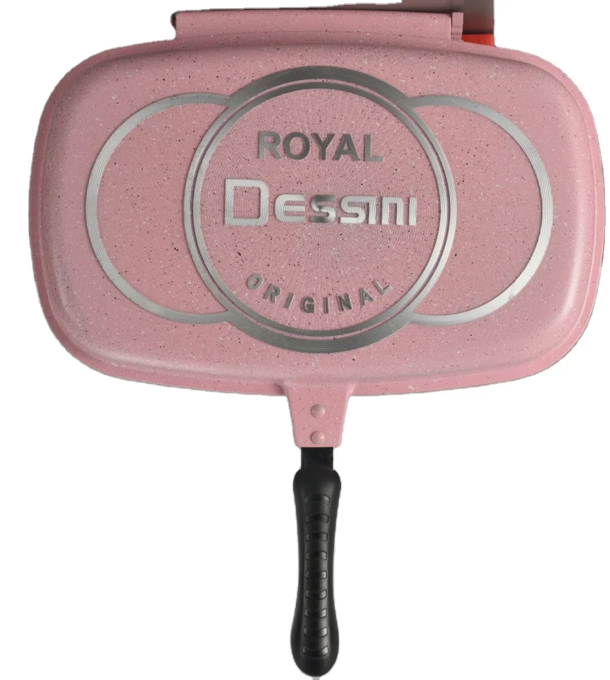 Die-casting Aluminum Non-stick Coating Fry Pan Double Side Grill Pan