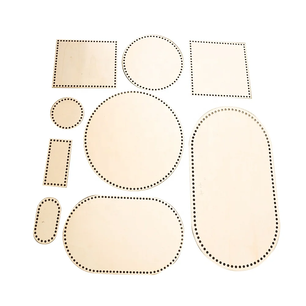Wholesale Custom Shape Size Laser Cut Diy Knitting Handbag Knitted Bag Wooden Base Wood Cutting Board Crochet Basket Bottom