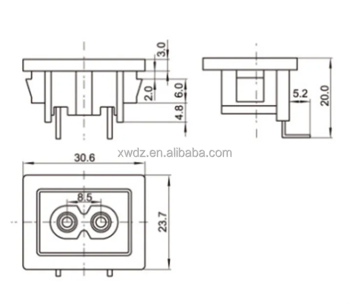 Supply DB-8 two - core small bend full copper fire retardant big eight type power adapter
