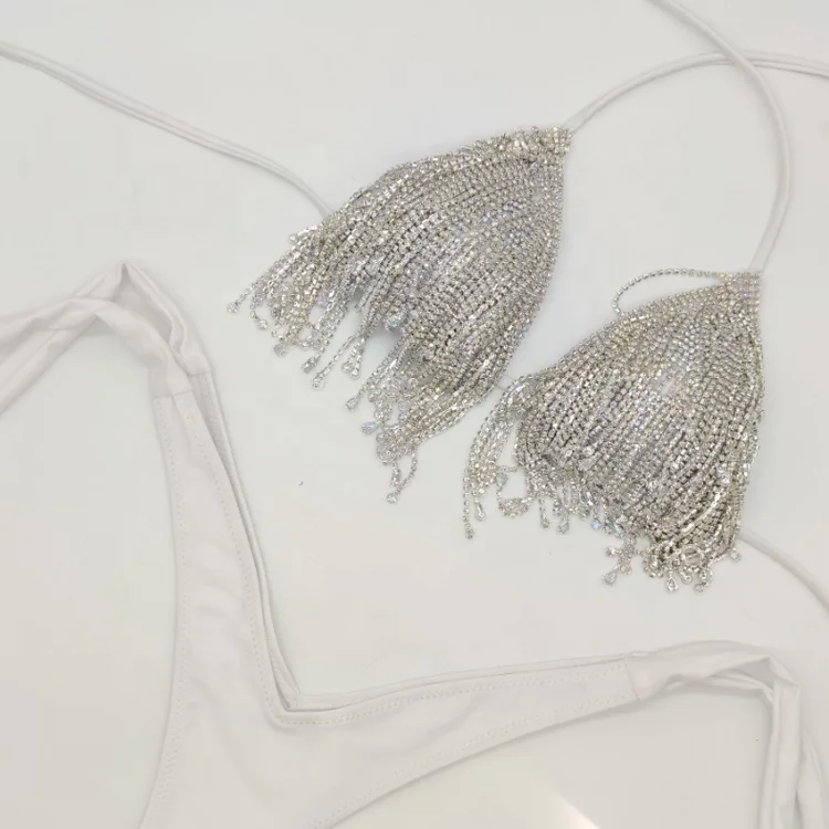 2021 Solid Swimsuit Diamond  Bikini Set Push Up Shiny Triangle Micro sexy 2 piece set Swimwear for Lady Women bathing suit