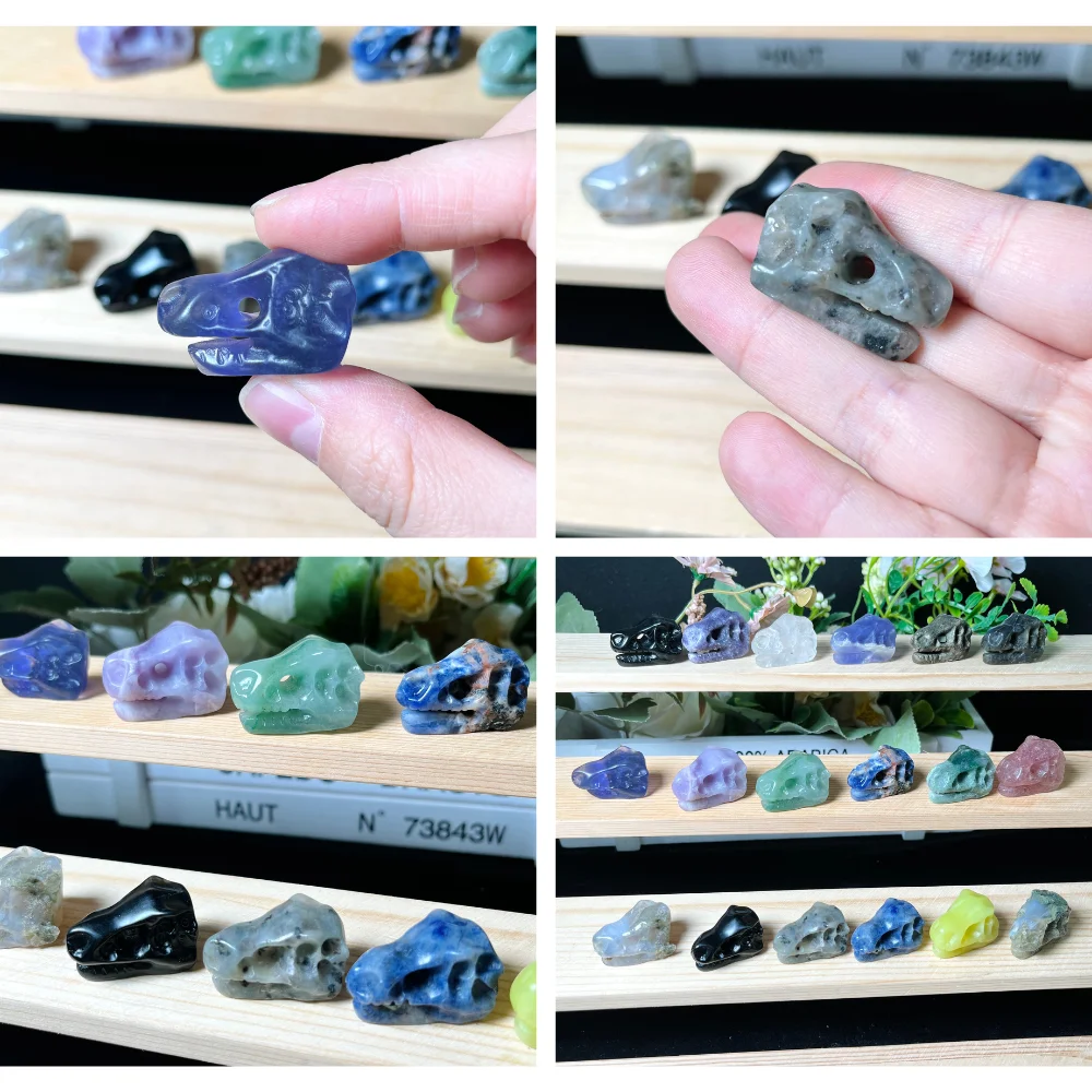 Natural Mini Crystal Carving Dragon Head Shape Crystal Carvings Halloween Crystal Carvings for Unique Decor