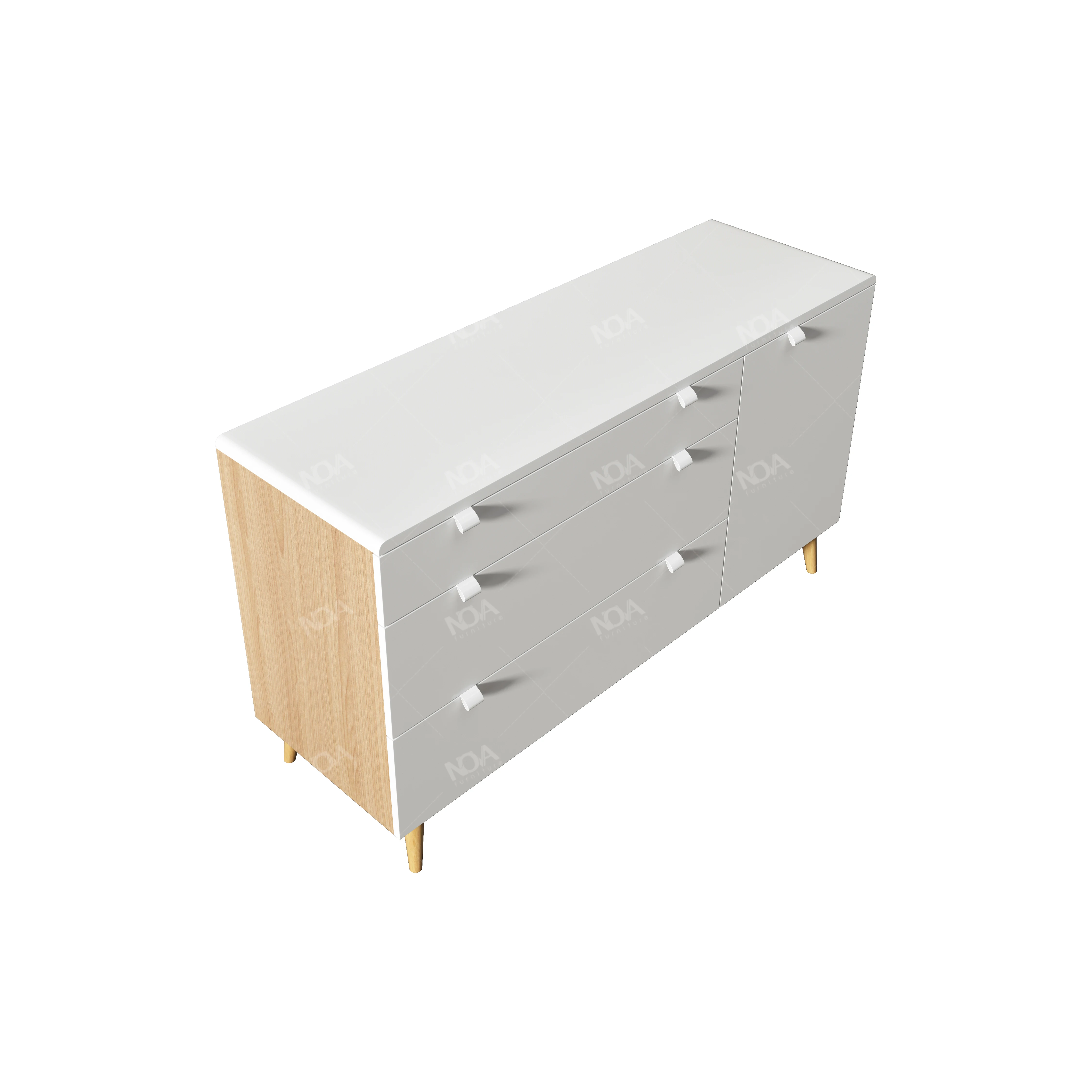 NOVA Luxury Modern Wood Grain+White Dresser Organizer Melamine Finishing Simple Dresser With Drawers For Bedroom