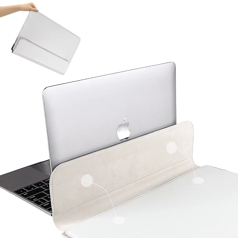 Water Proof PU Leather Laptop Sleeve Case Bags with Stand Function Extra Pocket for MacBook Pro