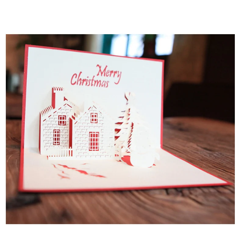 
Merry Christmas tree gift card 3D pop up card handmade custom greeting cards Christmas gifts souvenirs postcards 