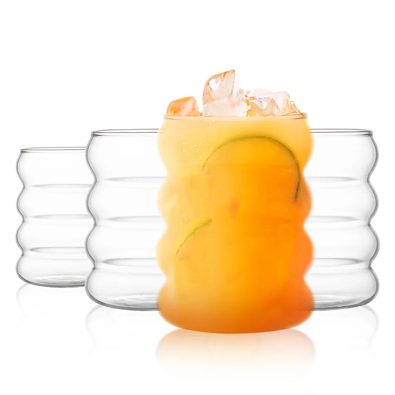 Top seller caterpillar shape wholesale drinking glasses cups clear iced glass coffee mug glass beer cups for juice beer coffee