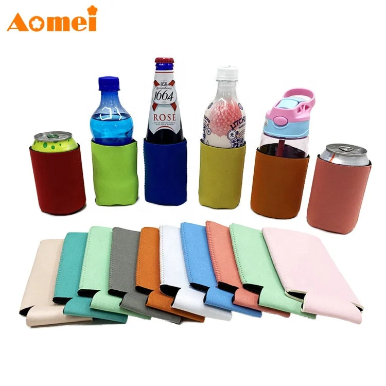 AOMEI Bottle Sleeve 330ml Beer Holder Foldable Sublimation Drink Can Cooler Custom Printing logo 5mm Neoprene Stubby Holder