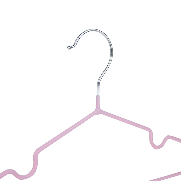 Factory Wholesale Kids Rubber Coated Metal Garment Hook Display Clothes Hangers