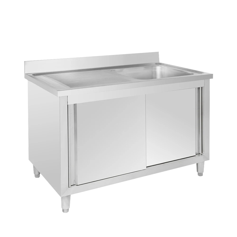 Heavybao Commercial Stainless Steel Kitchen Cabinets Sink Stainless Steel 201/304 Workbench Sink Restaurant Sink Cabinet