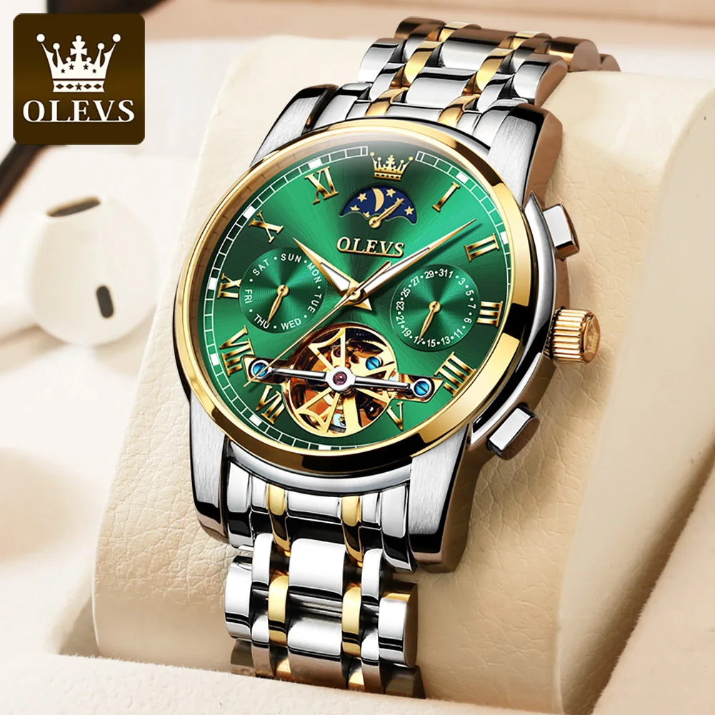  Мужские наручные часы OLEVS 6617 автоматические механические Montre Homme модные деловые