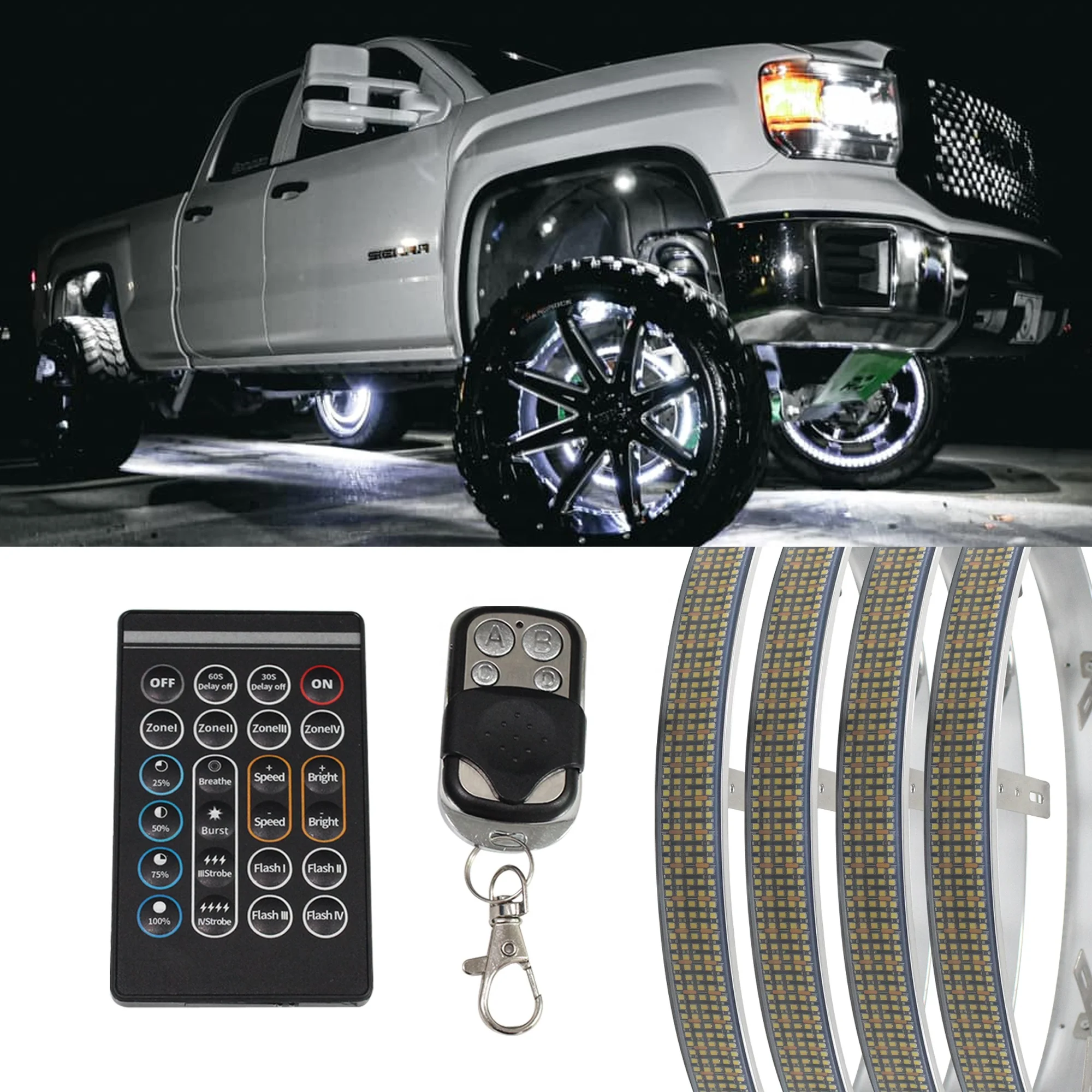 Wireless Dual Remote single color 4 key 24key wheel light Remote Controller Kit for rock light