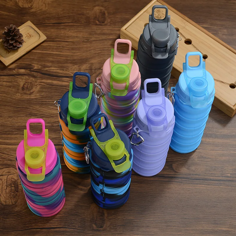 Wholesale Folding Cup  Multifunctional Collapsible Silicone Cup 500ml Folding Sport Water Bottle Retractable Travel Drink Bottle