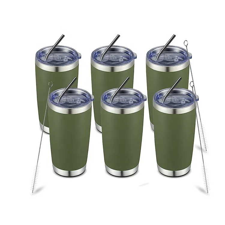 China Wholesale Stainless Steel Mug Coffee Tumbler Cups Powder Coated Vacuum Metal Thermos 30 Oz 20 Oz Tumbler With Custom Logo