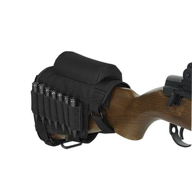 Adjustable Tactical Buttstock Shell Holder Cheek Rest Pouch Holder Pack With Ammo Carrier Case