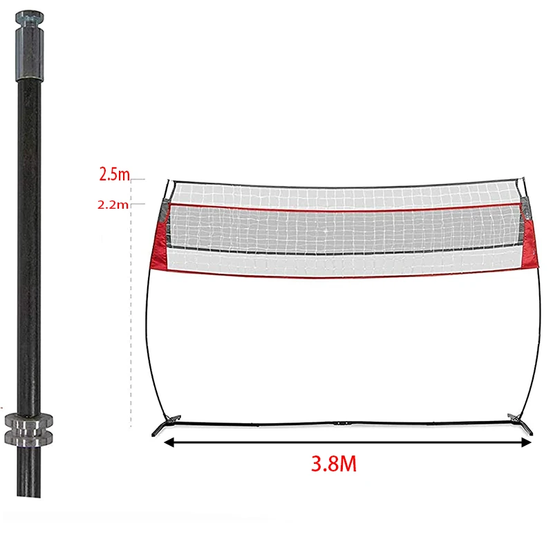 Freestanding Volleyball Warm Up Net  Portable Design for Indoor Or Outdoor Use | Foldable One Piece Quick Setup Frame
