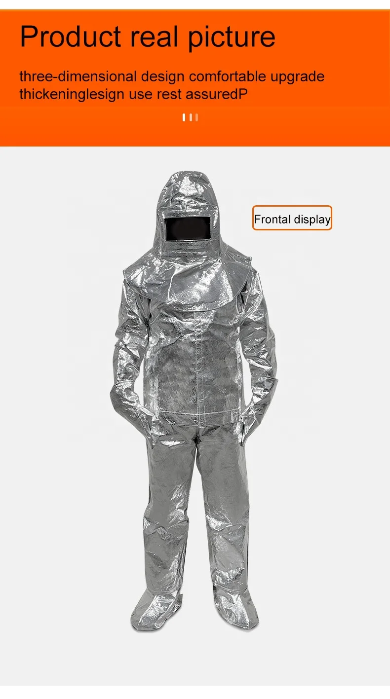DA OEM High Temperature Resistant Safety Clothing Aluminum Foil Composite Aramid Heat Insulation Suit to 1000 Degrees Celsius