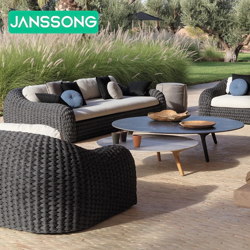 Leisure All-Weather Modern Outdoor Furniture Hotel Villa Aluminum Frame Part of the Courtyard Outdoor Garden Braided Rope Sofa
