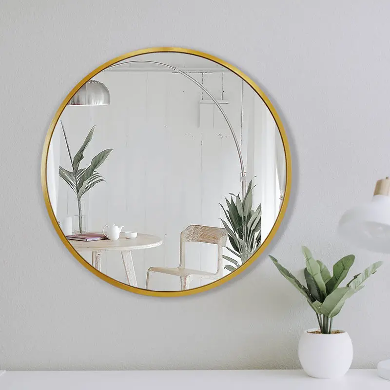36 Inck Circlech Round Bathroom Wall Mirror Bla Vanity Mirror With Premium Brushed Metal Frame For Entryways Living Rooms