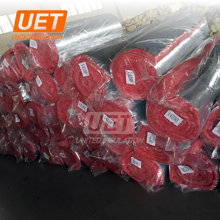 12kg 50mm 90mm 150mm Pink fiber glass wool blanket heating insulation with kraft paper