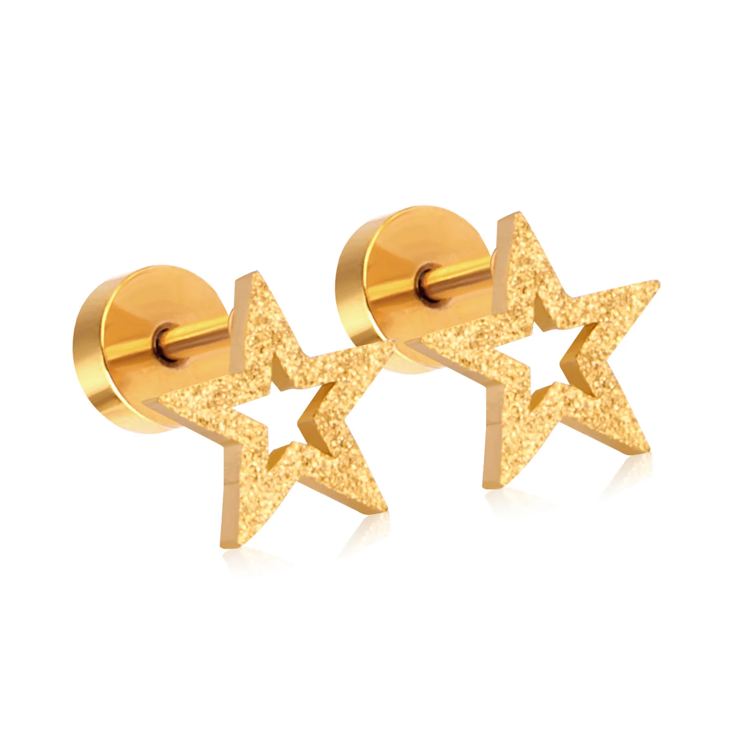 Romantic 18K Gold Plated Stainless Steel Earrings With Zircon Stud Jewellery For Women Star Shape Earring