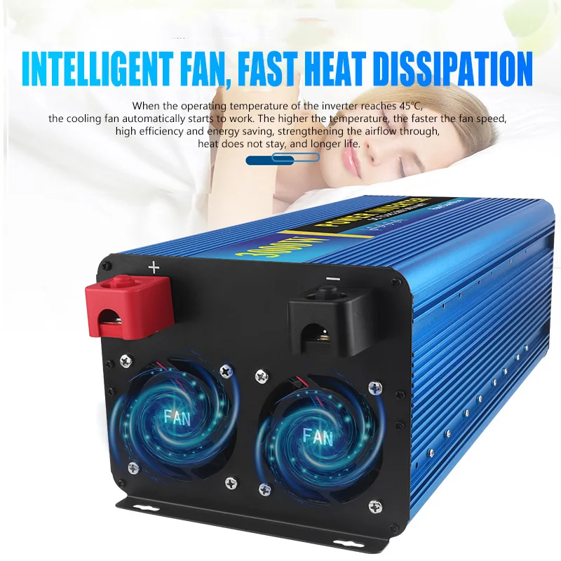 3000W fully power Pure Sine Wave  12V 24V To 220V AC Converter Inverter power inverter