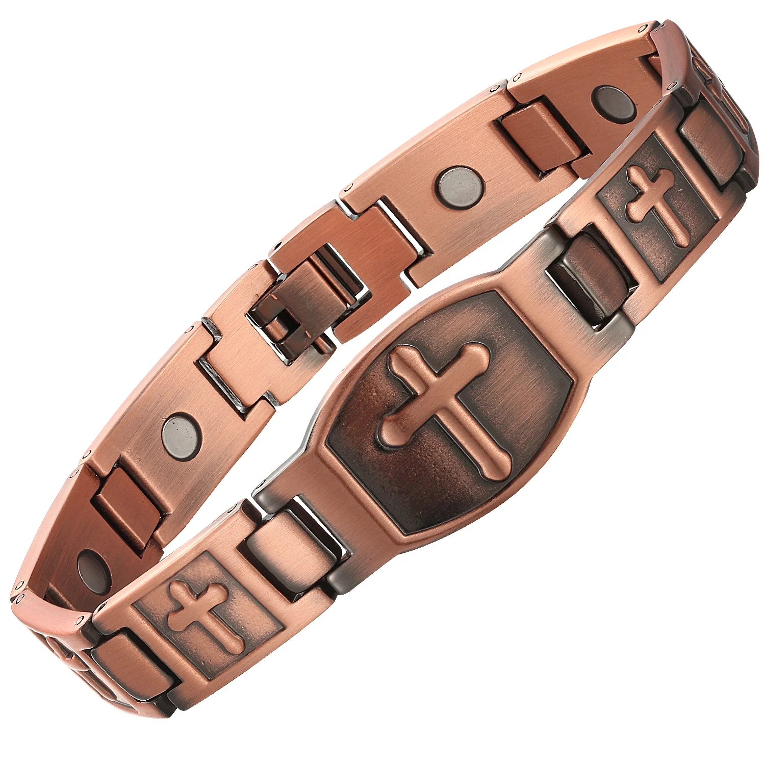 Wholesale health men women 99.95% pure copper magnetic cross bracelet