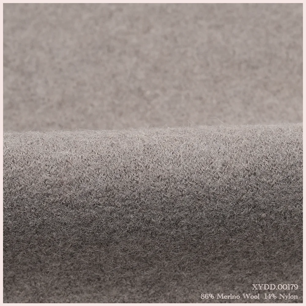 Stretch Breathable Merino Wool Double Faced 86%Wool 14%Nylon Flannel Knit Fabric For Winter Autumn Heavy Jacket Coat