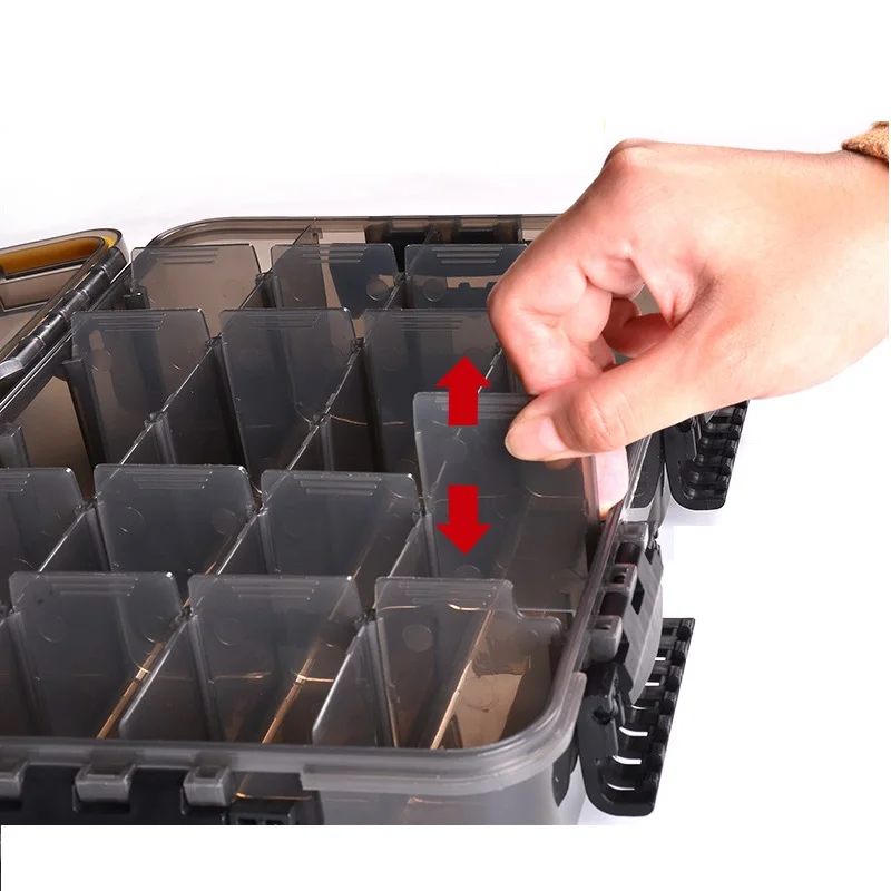 Fishing Box Waterproof Japan PP Plastic Transparent Black Tackle Lure Tool With Removable