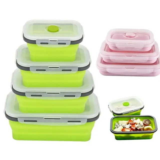 Silicone Lunch box Containers  baby food storage Silicone Collapsible  food storage & container lunch box