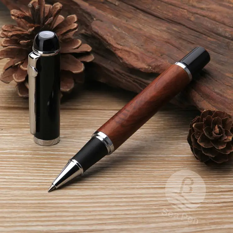 High Quality Wood Pen Engraving Printing Custom logo Promotion Brass Ebony Metal Roller