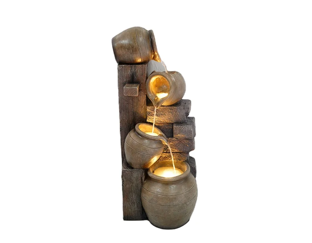 Hand Carved Garden Water Fountain Custom Fantastic Design Water Fountain Wine Jar Fountain