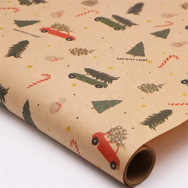 Wholesale Eco-friendly Christmas Gift Decoration Kraft Rolling Wrapping Paper