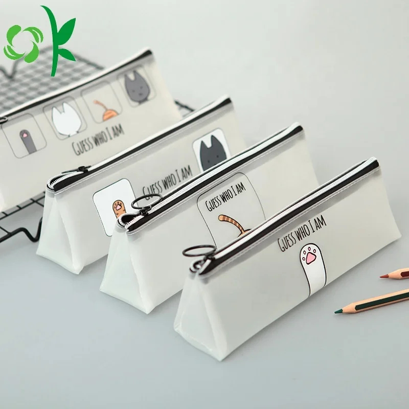 OKSILICONE Custom Printed Large PVC Pencil Case Silicone pencil bag