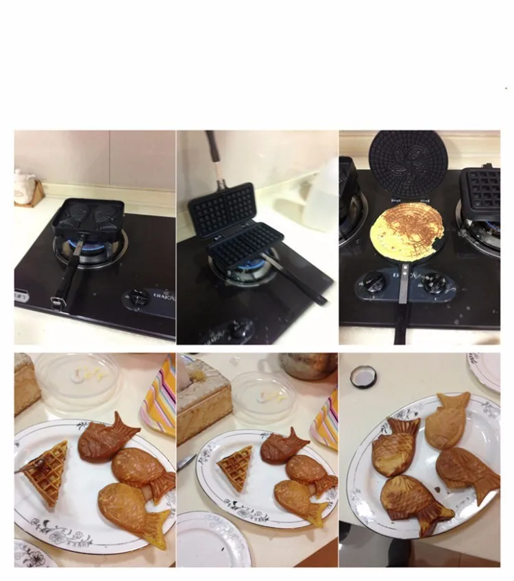 Free Shipping Japanese Fish-Shaped Bakeware Waffle Pan Maker Japanese Pancake Double Pan Stainless Steel Frypan Home Cake Tools