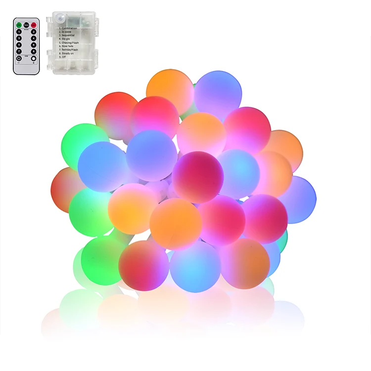 
5m four-color Frosted ball light string 50 Leds Waterproof Battery Christmas Tree Decoration fairy lights 