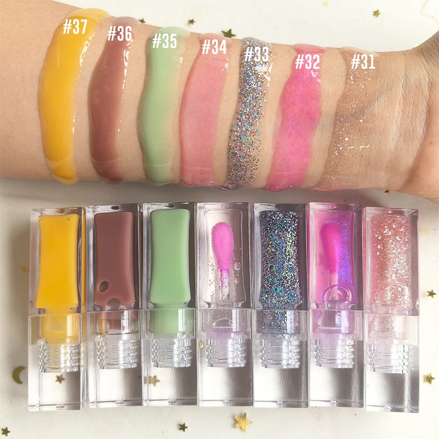 Best Selling 37 Colors Shimmer Moisturizing High Pigment No Logo Lip Plumping Oil Waterproof Private Label Color Change Lip Oil