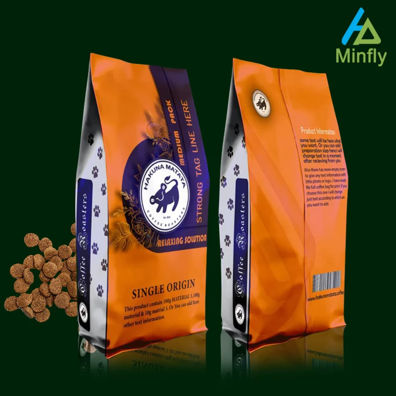 Minfly Digital Printing Custom Plastic Self Seal Cocoa Bean 8 Side Gusset  Flat Bottom Coffee Bag with Zipper Pouch