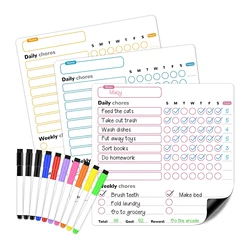 3Pcs Magnetic Dry Erase Board Behavior Chore Chart 10 Markers Reward Custom for Family Kids Daily Responsibility