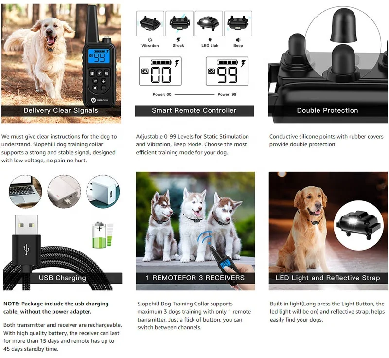 
High Quality 600m Control Electric Remote Shock Training Bark Stop Dog Collar 