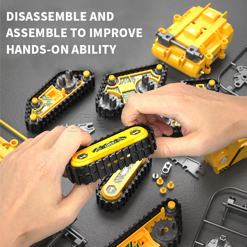 Leemook Hot Radio Control Excavator Bulldozer 2.4G RC Die Cast Construction Truck Toys Set 4-in-1 Engineering Vehicle